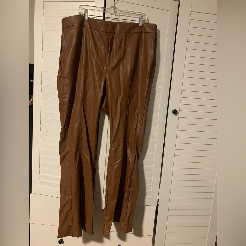 Eloquii Plus Size Brown Faux Leather Pants